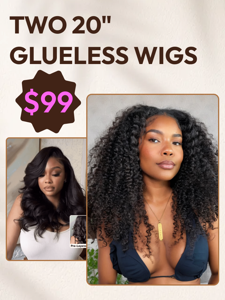 [TWO 20" Wigs $99] 13x6 Front Lace 180% Density Straight 20 Inch & 13x4 Front Lace 200% Density Natural Wave 20 Inch