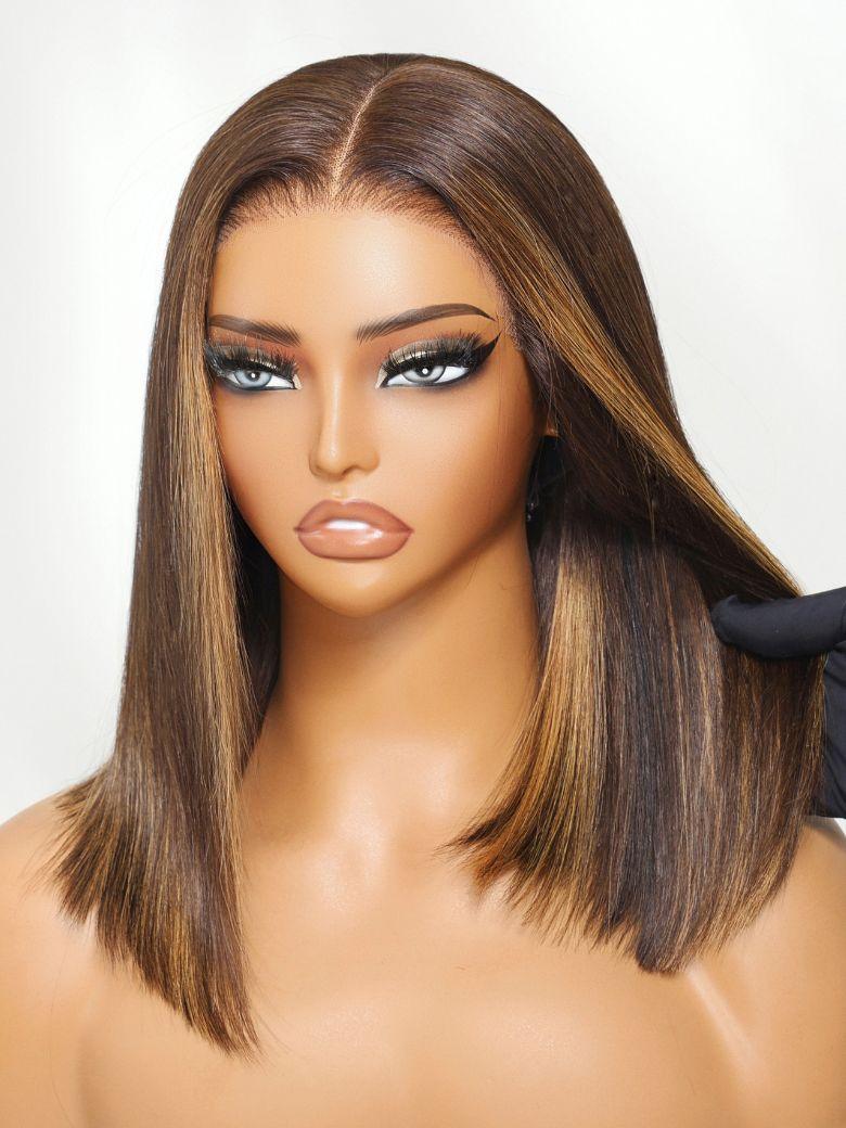 UNice Bye-Bye Knots 7x5 Lace Highlight Brown Straight Bob Wig