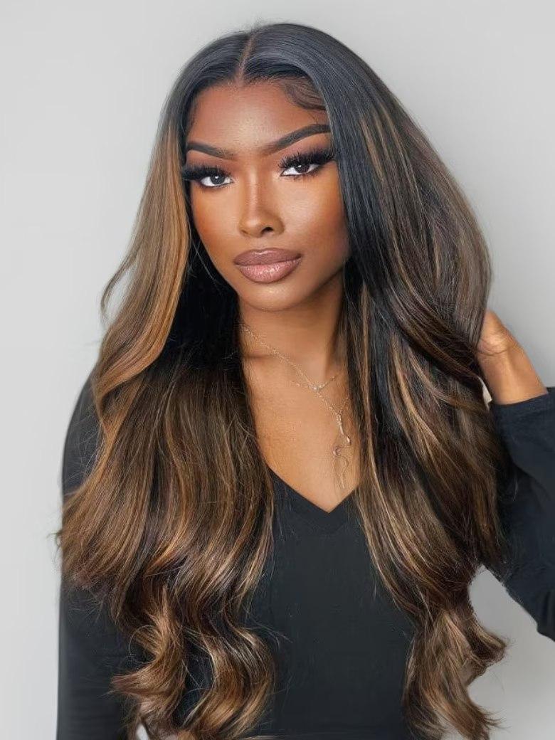7x5 Bye Bye Knots™ Glueless Lace Wig Balayage Highlight Body Wave Wig