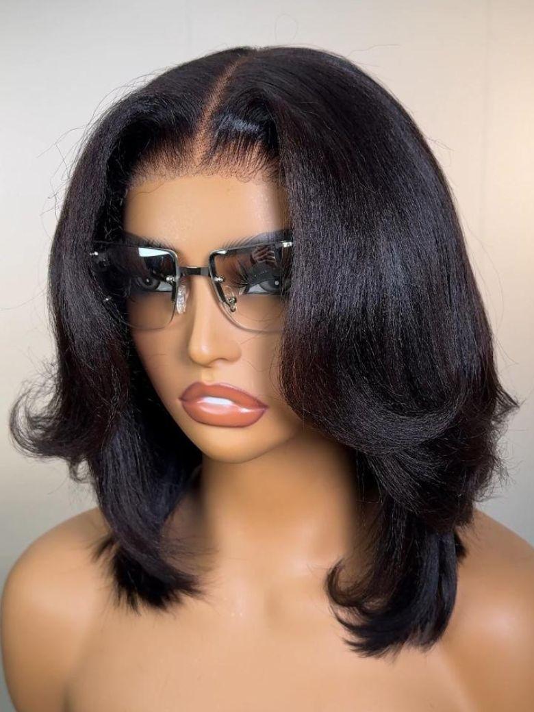 UNice 7x5 Bye Bye Knots™ & 13x4 Pre-Everything™ & 5x5 HD Lace Wig Glueless Lace Black Yaki Bob Bleached Knots Wig