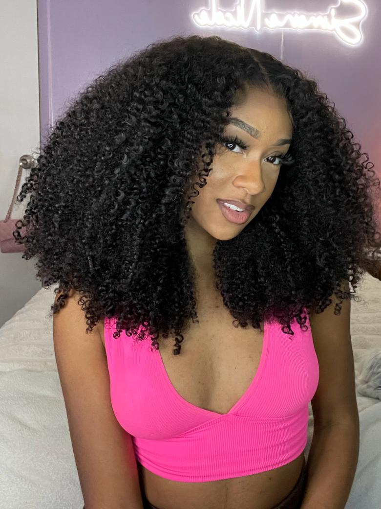 [24''=$129] 7x5 Bye Bye Knots™ Glueless Lace Red Blonde Highlights Loose Wave & Natural Black Kinky Curly Wig