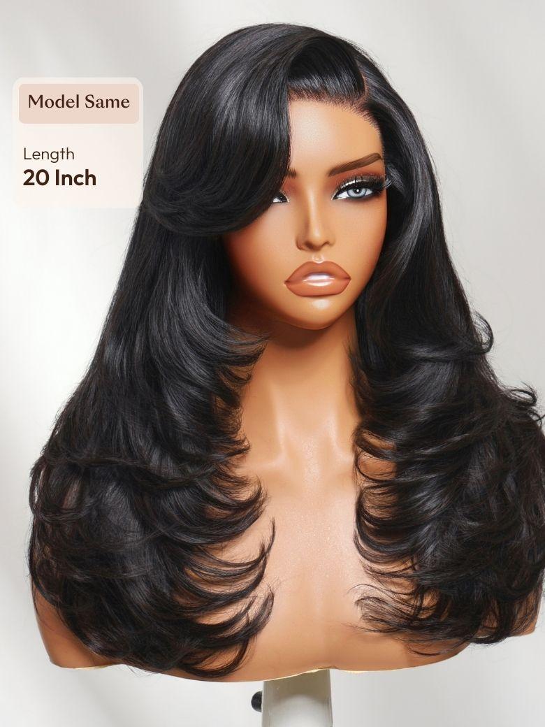 UNice Bye-Bye Slip™ Wig Feathered Layer Left Side Part 200% Density Wig with Secure Silicone Strips and Drawstring
