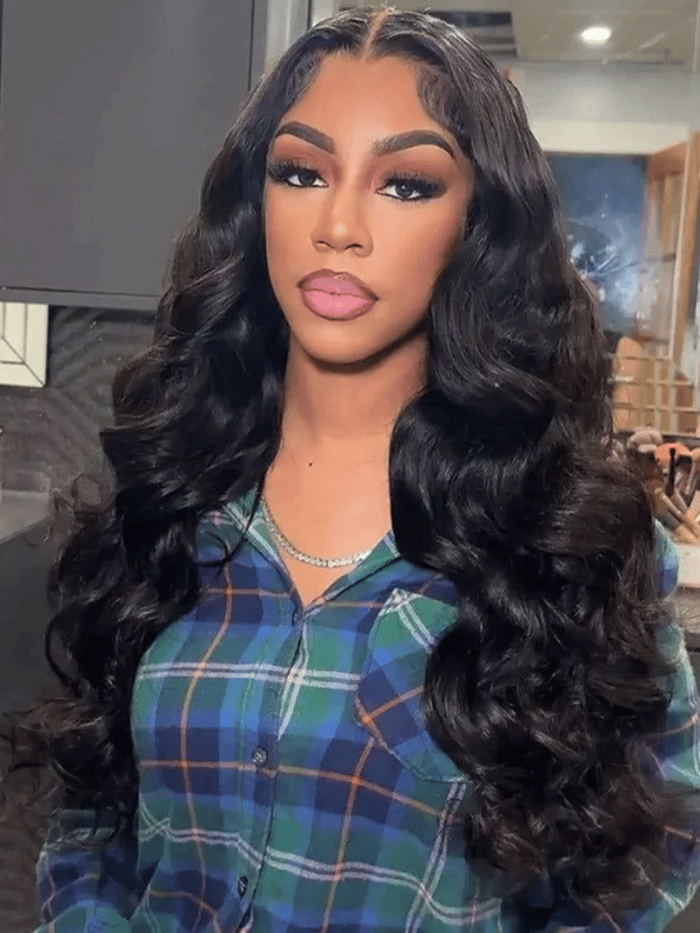 [200% Density & 20"=$117]6x4.5 Pre Cut Lace Body Wave Black Quick & Easy Glueless Wig With Breathable Cap No Baby Hair