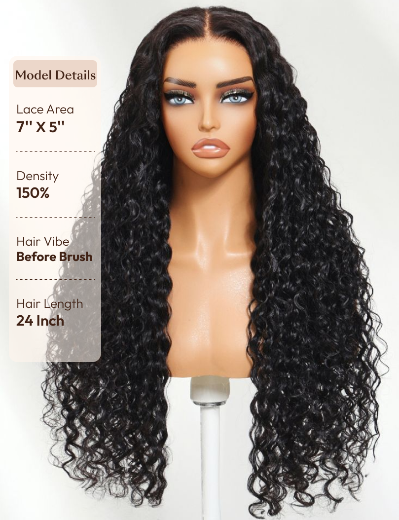 UNice Bye-Bye Knots™ 7x5 Lace Body Curls Wig with Feathered Layers & Invisi Drawstring 180% Density