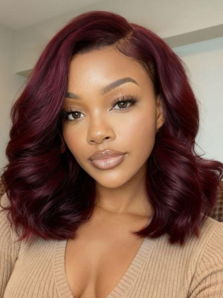 7x5 Bye-Bye Knots Natural Black & Black Cherry & Black with Caramel Blonde Highlights Body Wave Wig