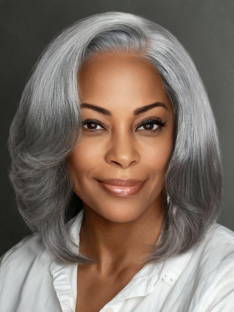 UNice 6.5x1.5 Lace Salt and Pepper Side Part Blowout Layered Bob Glueless Wig