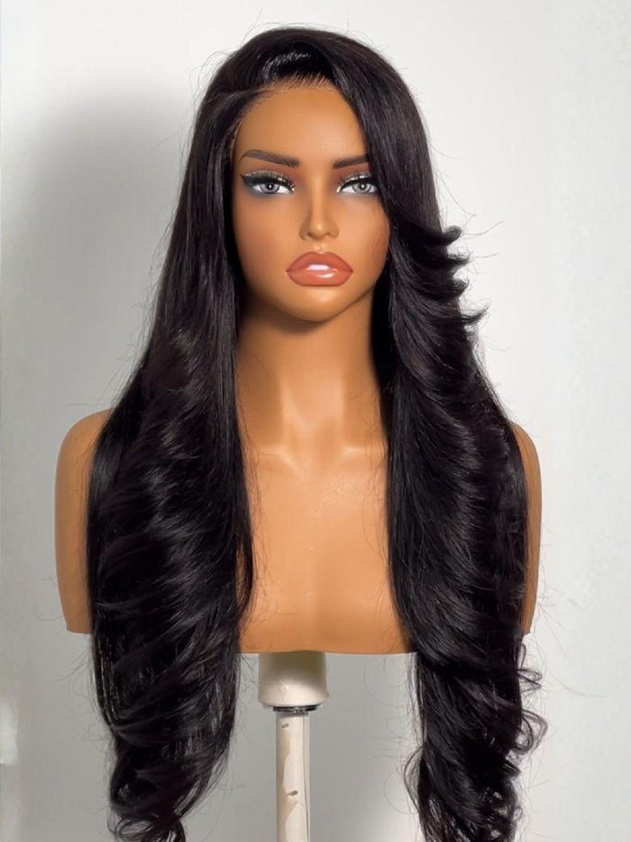 [Limited Time] UNice Feather Cut with Side Swept Bangs 13x4 Pre-Everything™ Lace Frontal Natural Black Drawstring Wig