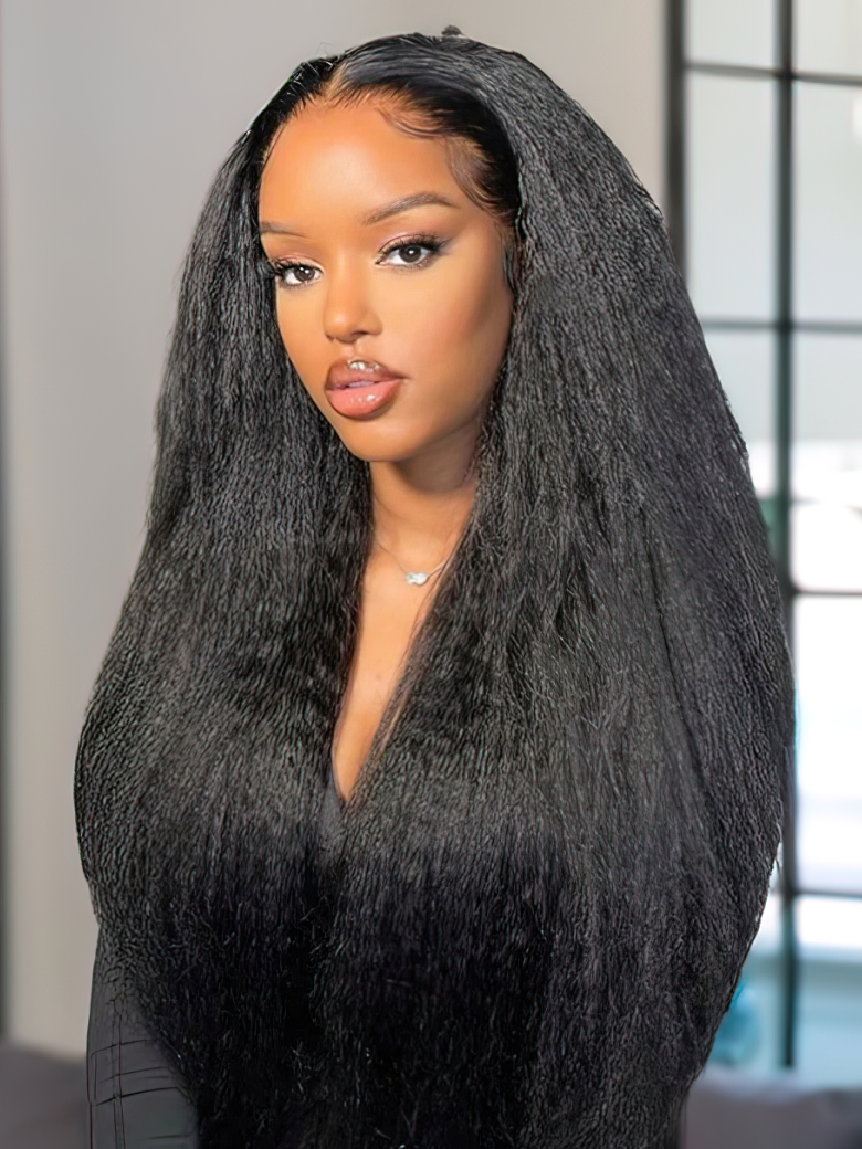 UNice Beginner Friendly Kinky Straight U/V Part Glueless Wig Brazilian Natural Black Wig