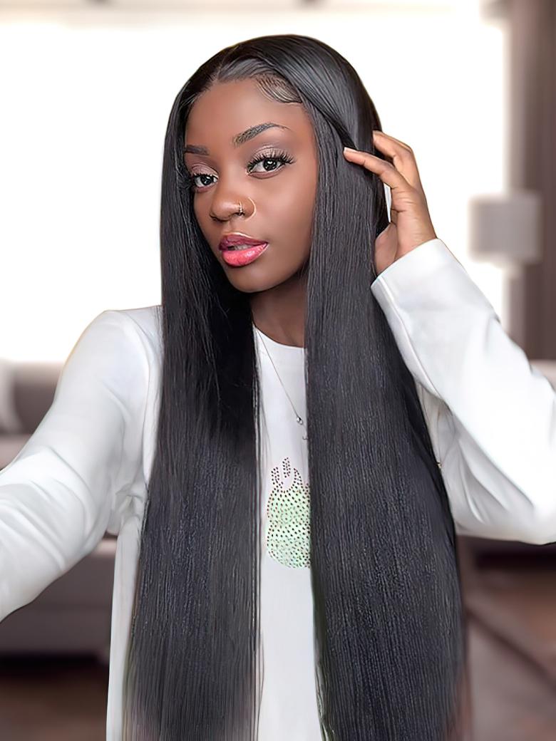 UNice Pre Plucked Hairline Breathable 360 Lace Wig Straight Human Hair Wig Natural Black Wig