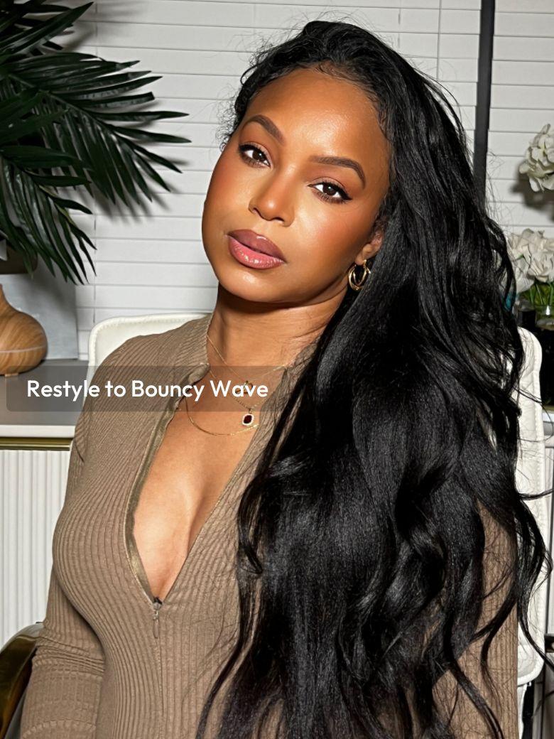 UNice EasiContour™ V Part Glueless Yaki Straight Wig With Invisi Drawstring 100% Human Hair 150% & 180% Density Super Secure