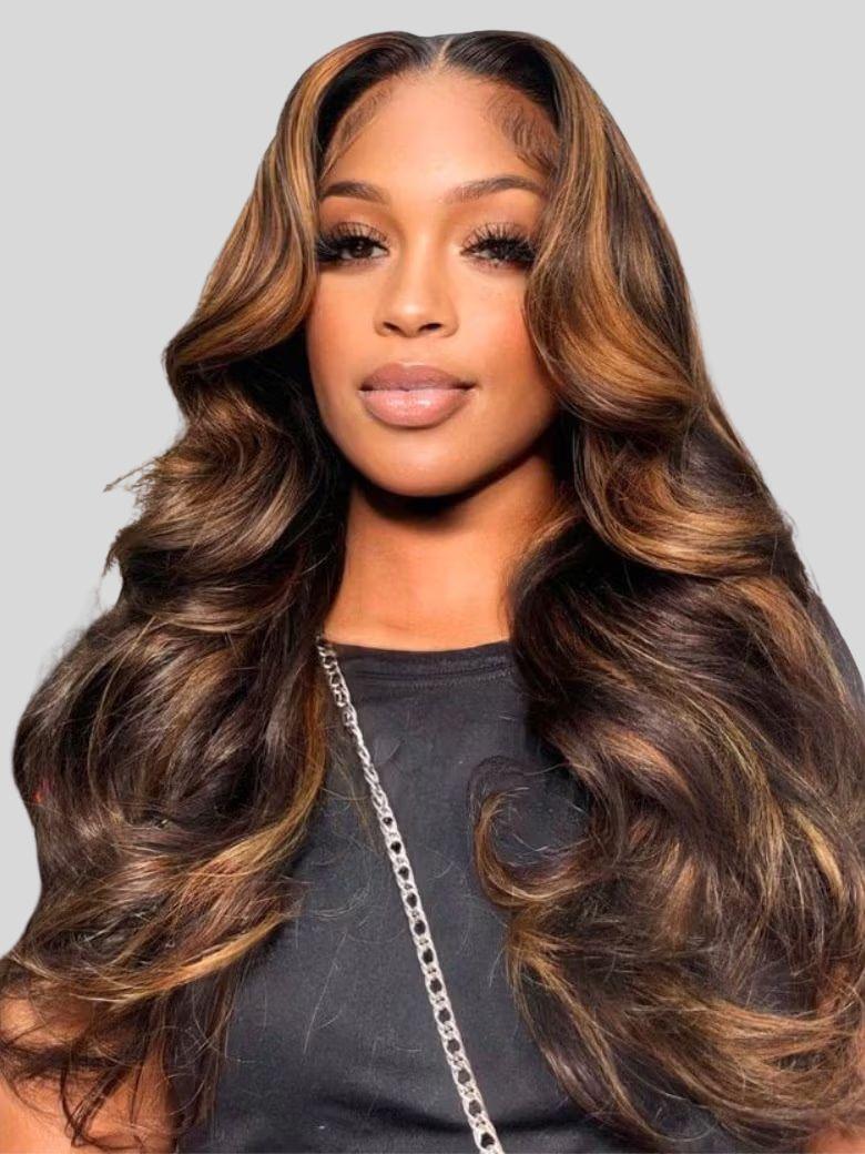 UNice Brown Balayage 4x4 Lace Closure With 3Pcs Body Wave Bundles