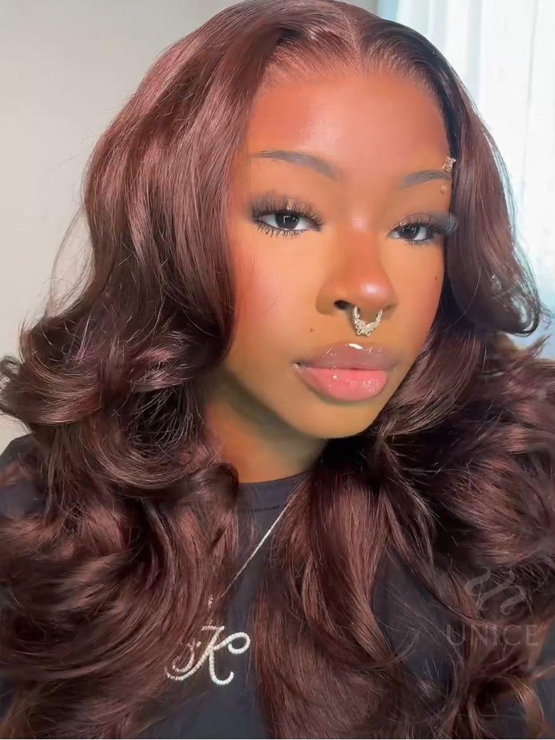[24 Inch BOGO]UNice Glueless Auburn Brown13x4 Pre-Everything™ Lace Frontal Loose Wave 100% Human Hair Wig with Invisi Drawstring & Face Framing Layers
