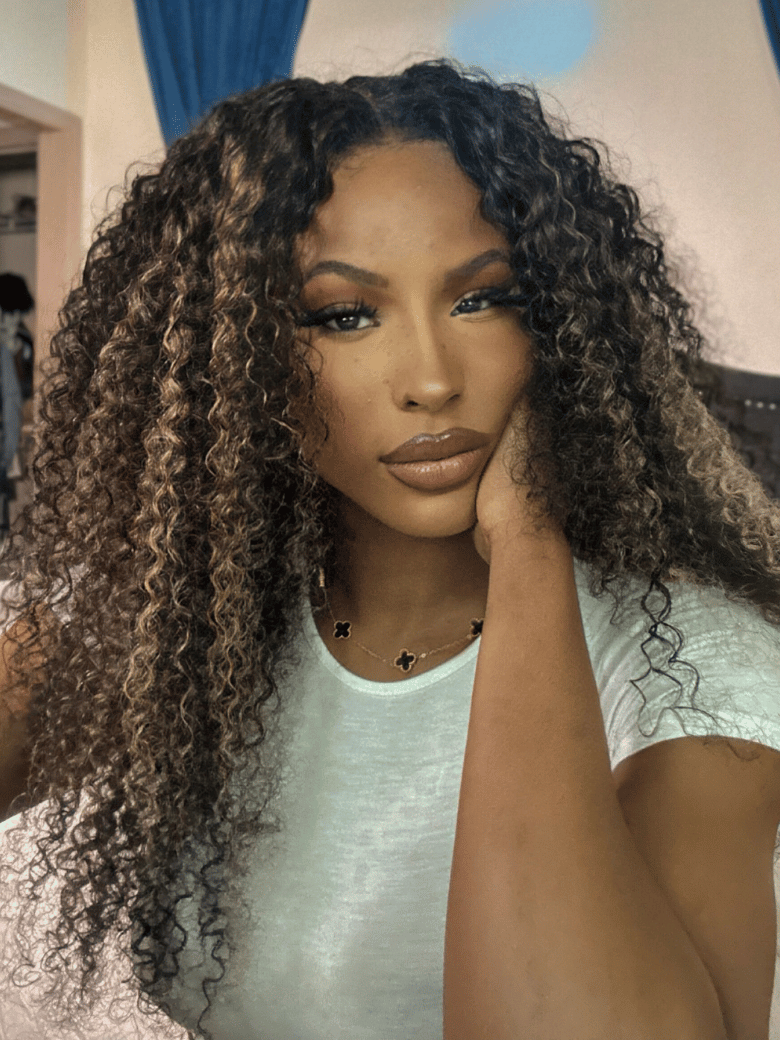 [180% Density] Bye Bye Knots Wig 7x5 Glueless Lace Honey Brown Highlights Jerry Curly Wig With Bleached Knots