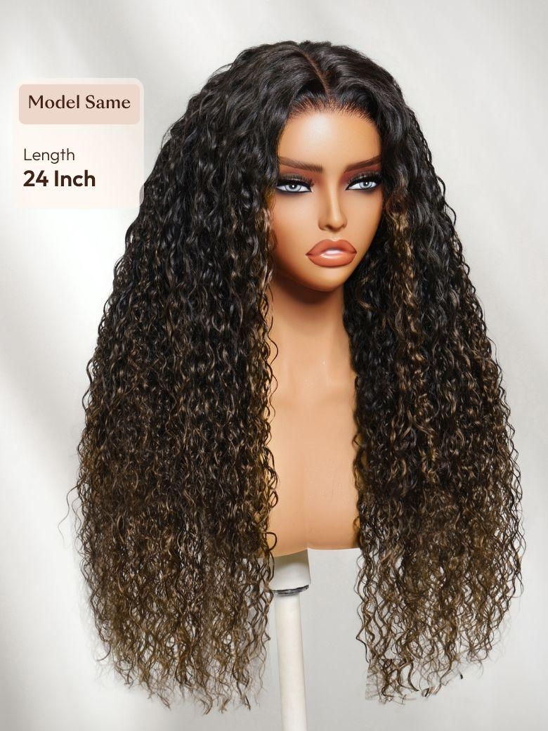 UNice 7x5 Bye Bye Knots & 13x4 Pre-Everything™ Lace Frontal Natural Black Water Wave Curly Drawstring No Baby Hair