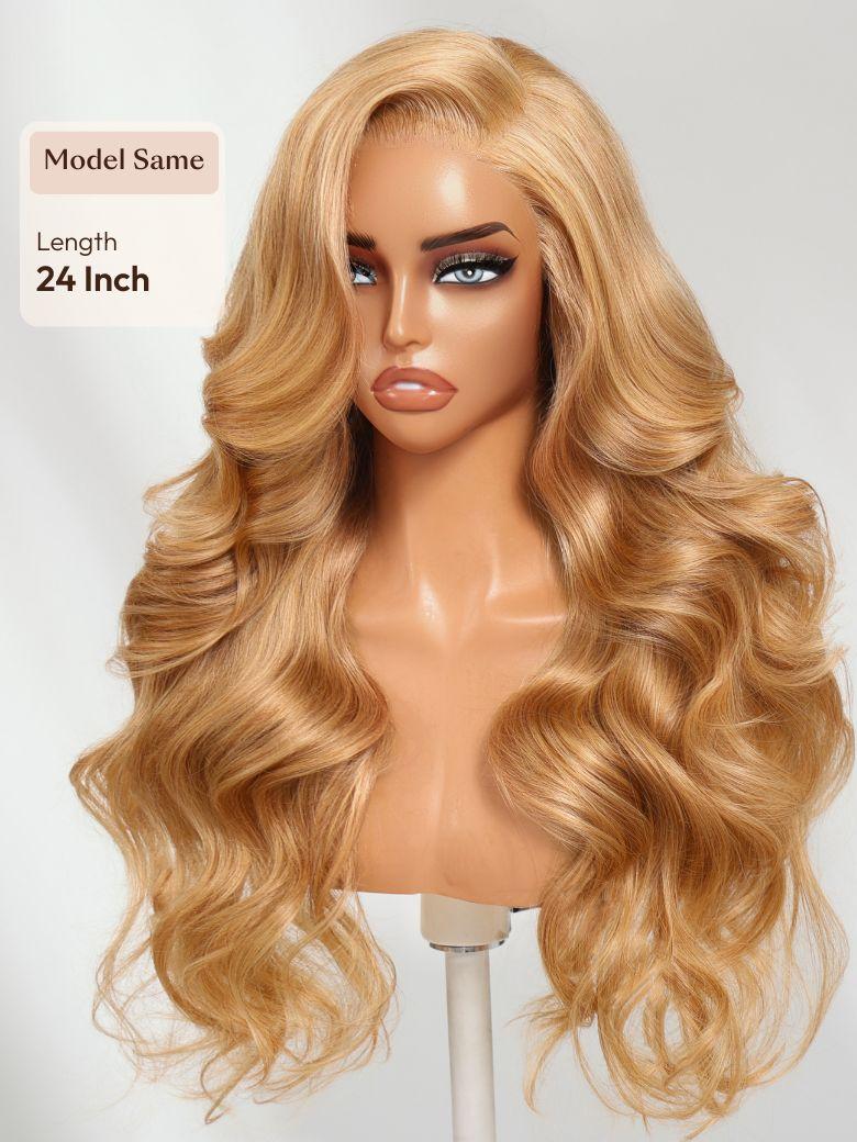 UNice Bye-Bye Knots Wig Pre-Cut 7x5 Glueless Lace & 13x4 Pre Everything Honey Blonde Body Wave Wig With Bleached Clean Knots