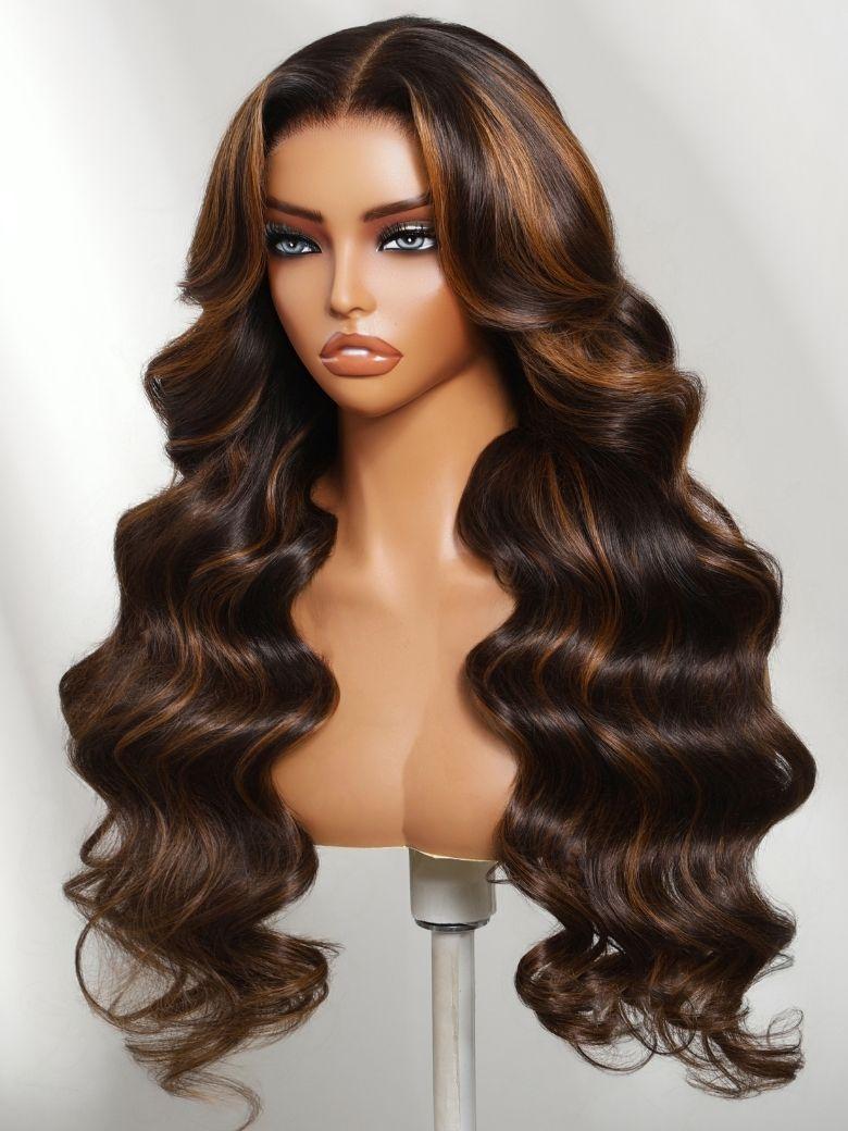 UNice 100% Human Hair Butterfly Cut 180% Density Bye-Bye Slip™ 7x5 Lace Body & Loose Curls Wig with Feathered Layers & Invisi Drawstring