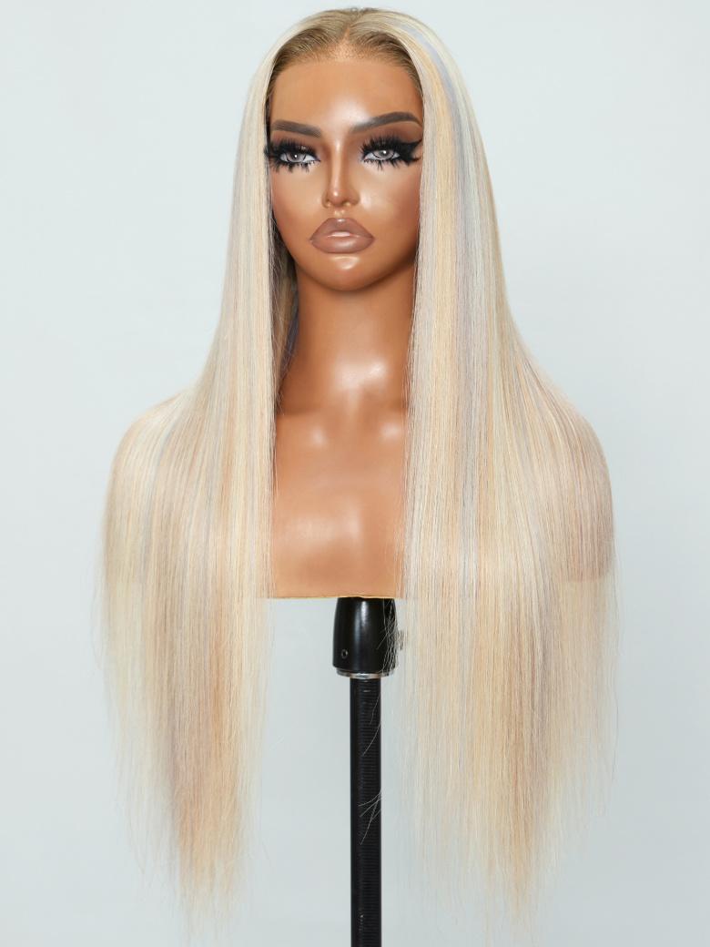 Crownmecutie Approved UNice Put On And Go 6x4.5 And 13x4 613 Blonde Lace Front Straight Wig With Bleached Knots