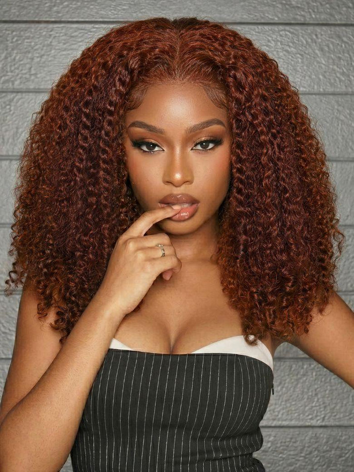 UNice 7x5 Bye Bye Slip™ Lace Reddish Brown Twist-Out Inspired Curly Glueless Wig with Invisi Drawstring