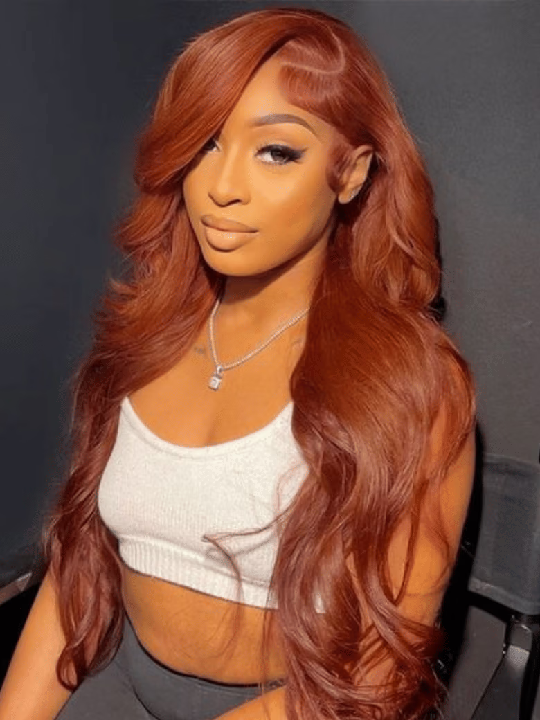 [With Invisi Drawstring] 7x5 Pre-Cut Honey Blonde Glueless Wig & 13x4 180% Density Copper Brown/Highlihgt with Blue wig Wig