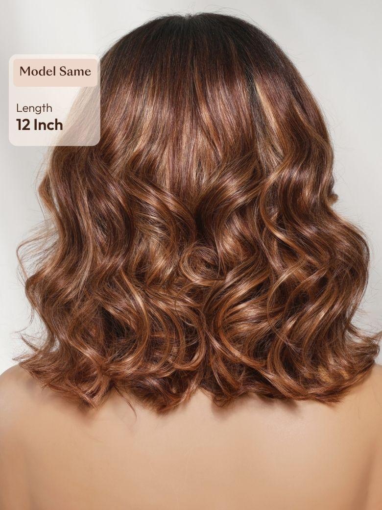 UNice 13x4 Bye Bye Slip™ Lace Frontal Caramel Brown with Hightlights Wavy Bob Glueless Wig with Invisi Drawstring