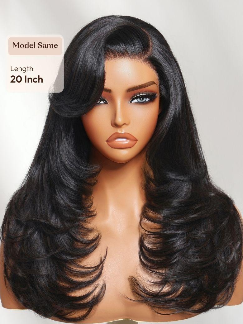UNice Bye-Bye Slip™ Wig Feathered Layer Side Part 200% Density Wig with Secure Silicone Strips and Drawstring