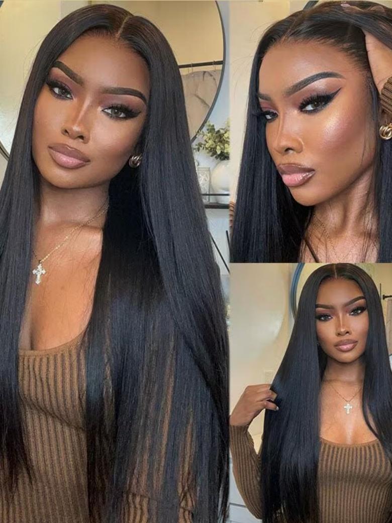 Easy Install UNice Bye Bye Knots™ Wig 7x5 Glueless Lace Black Yaki Straight Wig With Invisible Knots