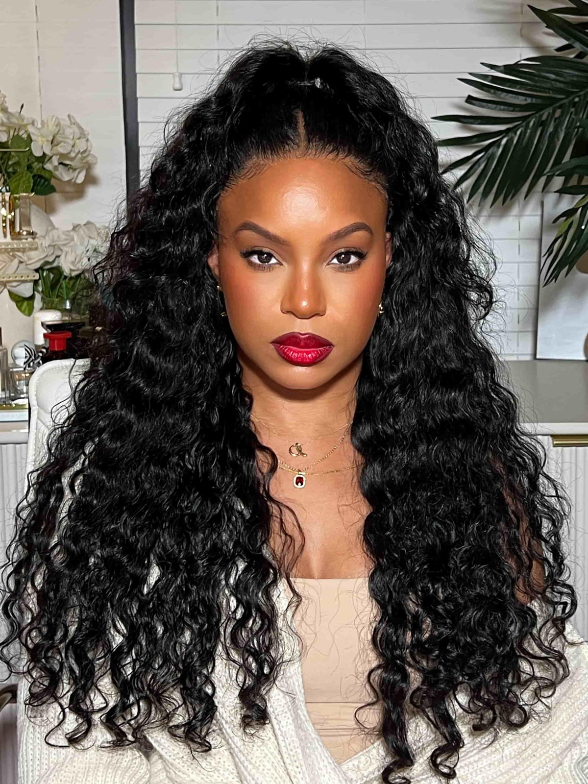 UNice 7x5 Bye-Bye Slip™ Wig Black Water Wave Flexible Mesh Cap Wig with Secure Silicone Strips and Drawstring