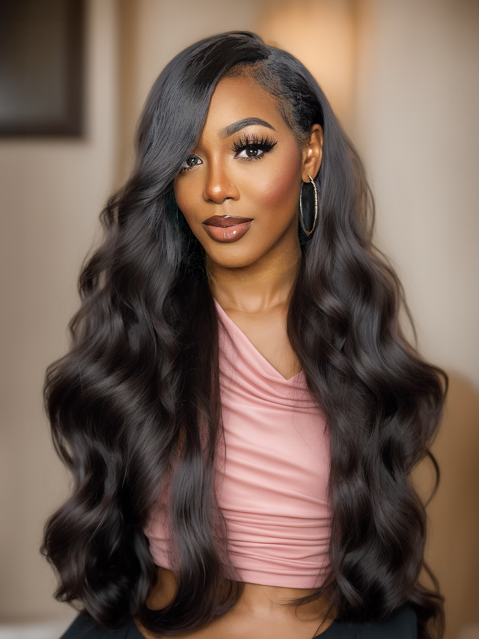 20'' V Part Body Wave Beginner Friendly Wig No Leave Out Super Natural Human Hair Wig