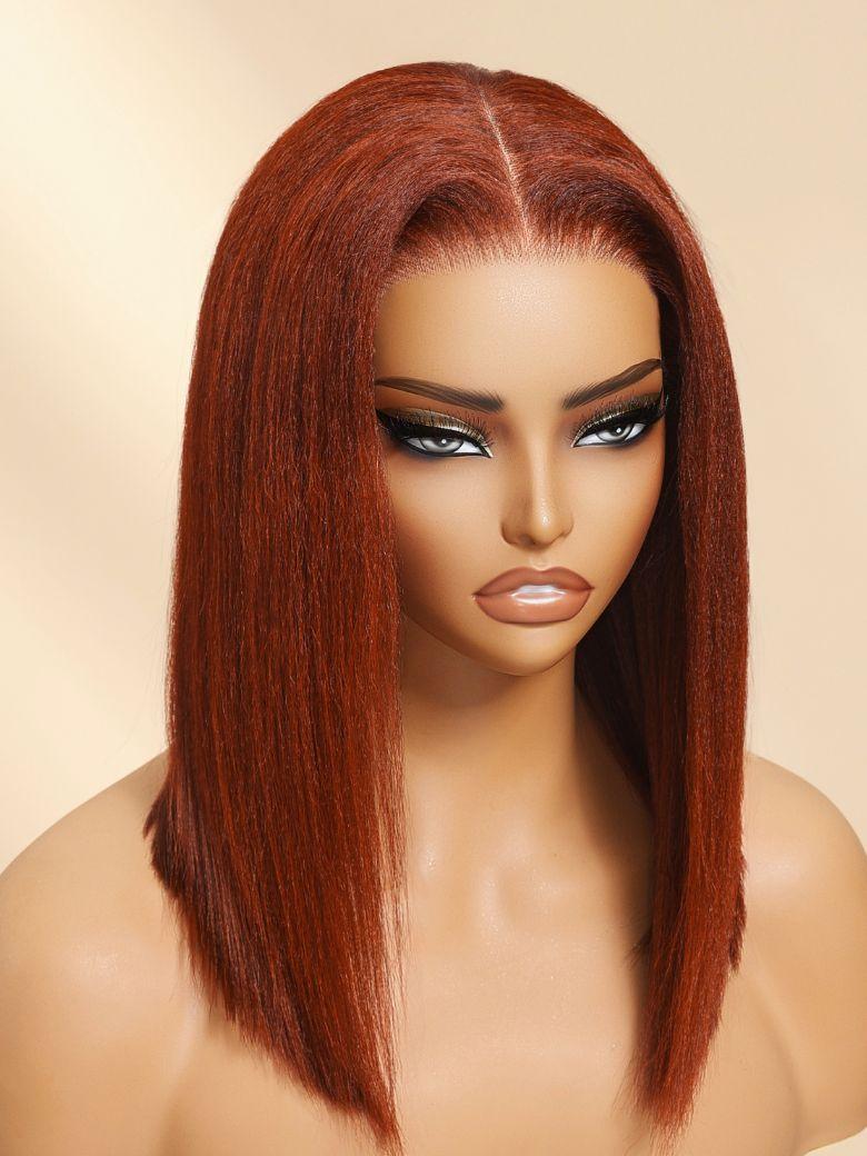Limited $89 For UNice Bye-Bye Slip™ 7x5 Lace Reddish Brown Yaki Bob Wig