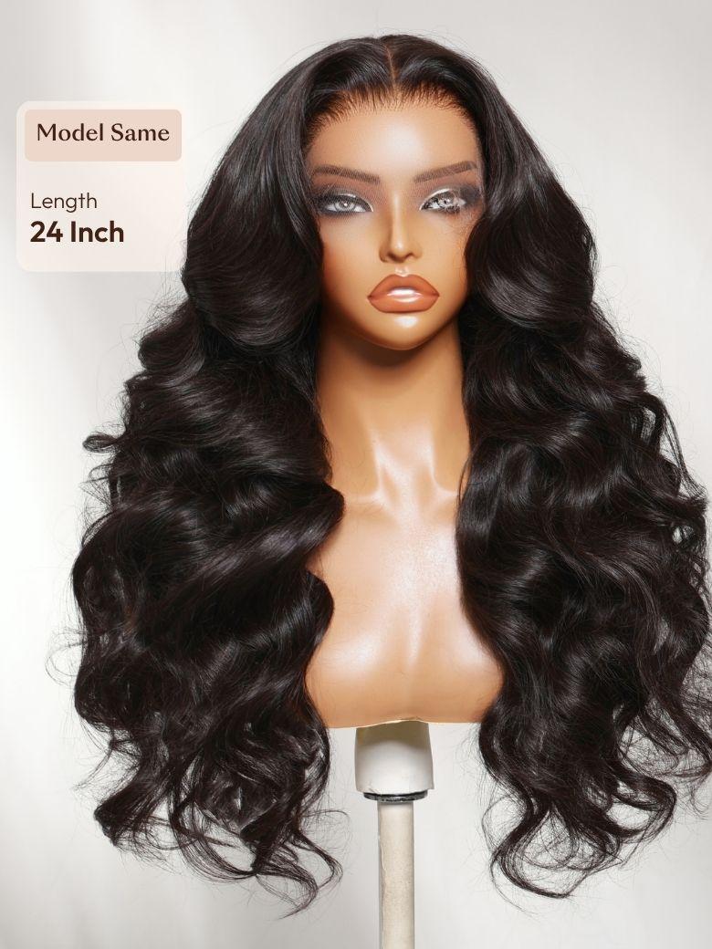 UNice 360 HD Lace Pre-plucked Luxury Raw Virgin Hair Chocolate Brown Balayage Body Wave Wig with Money Piece Highlights