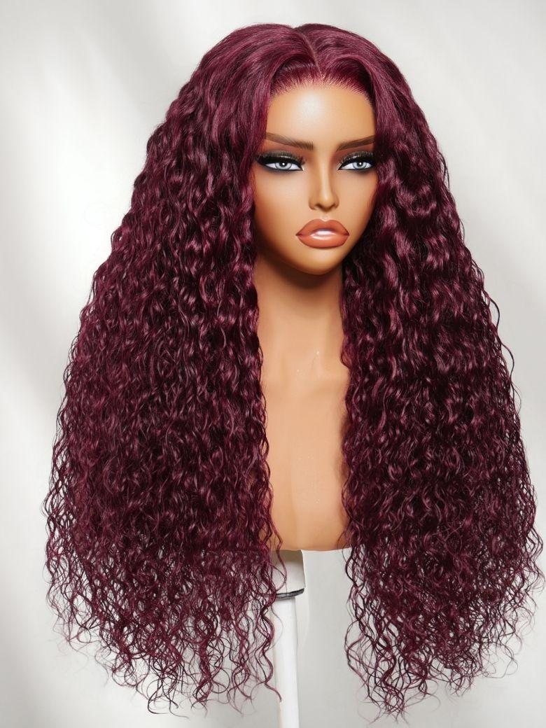 UNice 13x4 Bye Bye Slip™ Lace Frontal Burgundy Water Wave Glueless Wig with Invisi Drawstring