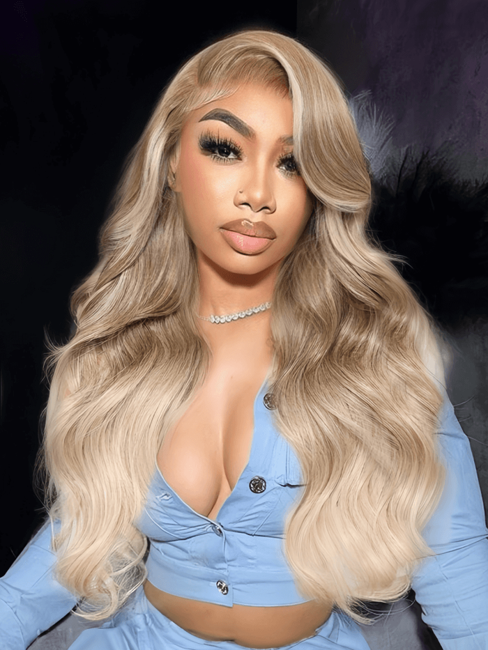 [22"/180% Density=$137] Bye-Bye Knots Wig 7x5 Lace Light Brown to Blonde Ombre Loose Wave Wig