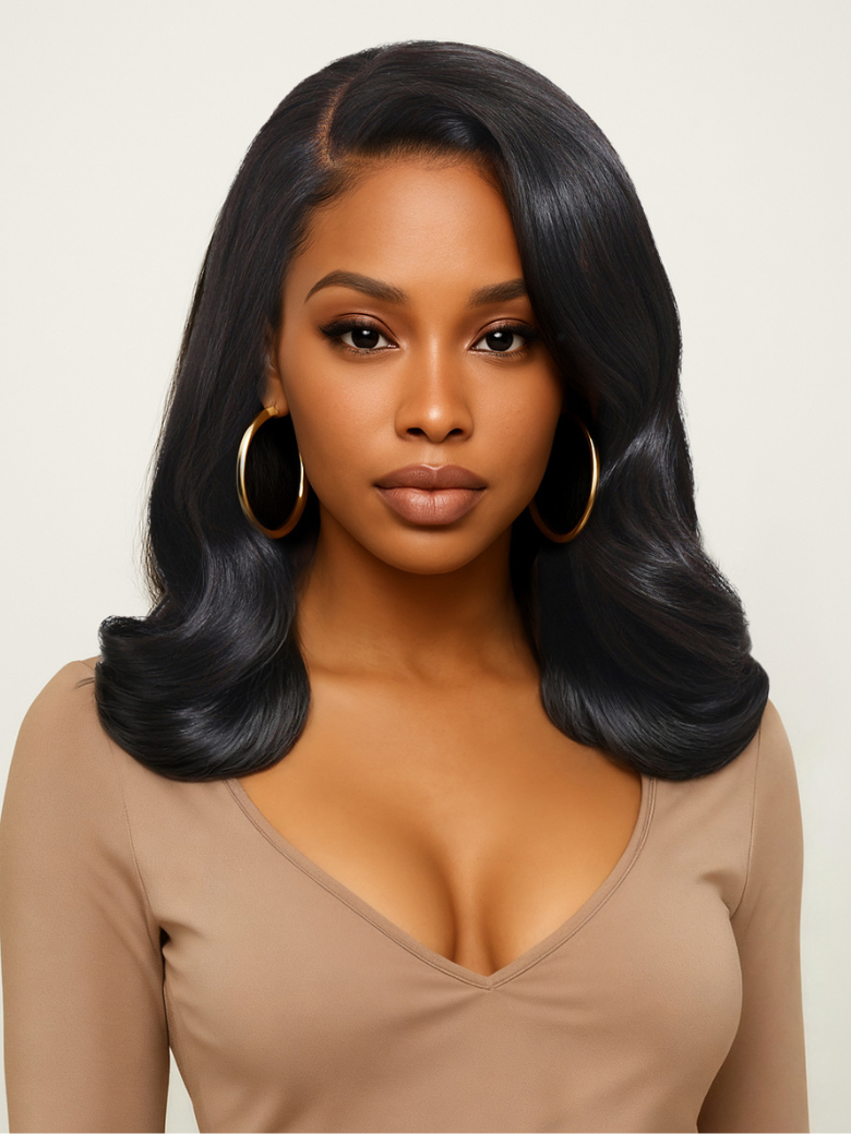 UNice 13x4 Pre-Everything™ Lace Frontal Natural Black Retro Bob Wig With Invisi Drawstring