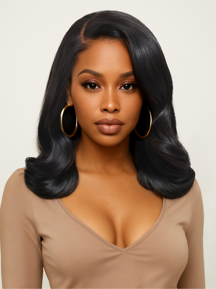 UNice 13x4 Pre-Everything™ Lace Frontal Natural Black Retro Bob Wig With Invisi Drawstring