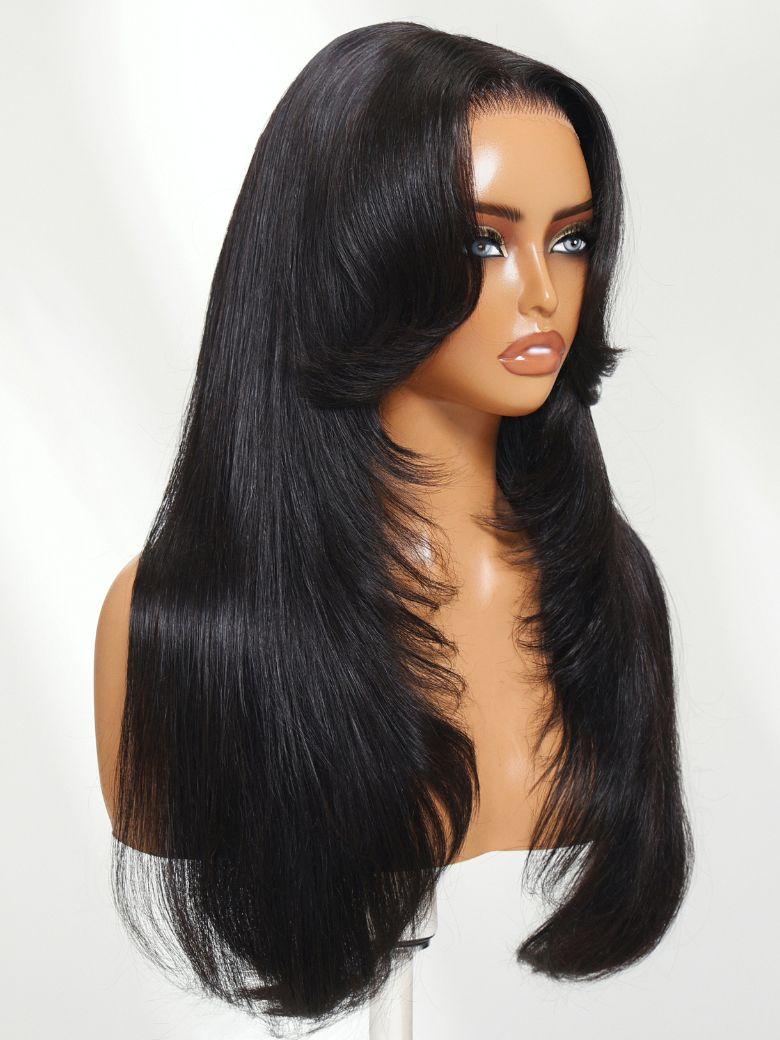[From 20 Inch]UNice 13x4 Pre-Everything™ Lace Frontal Black Feather Layer Cut Straight Glueless