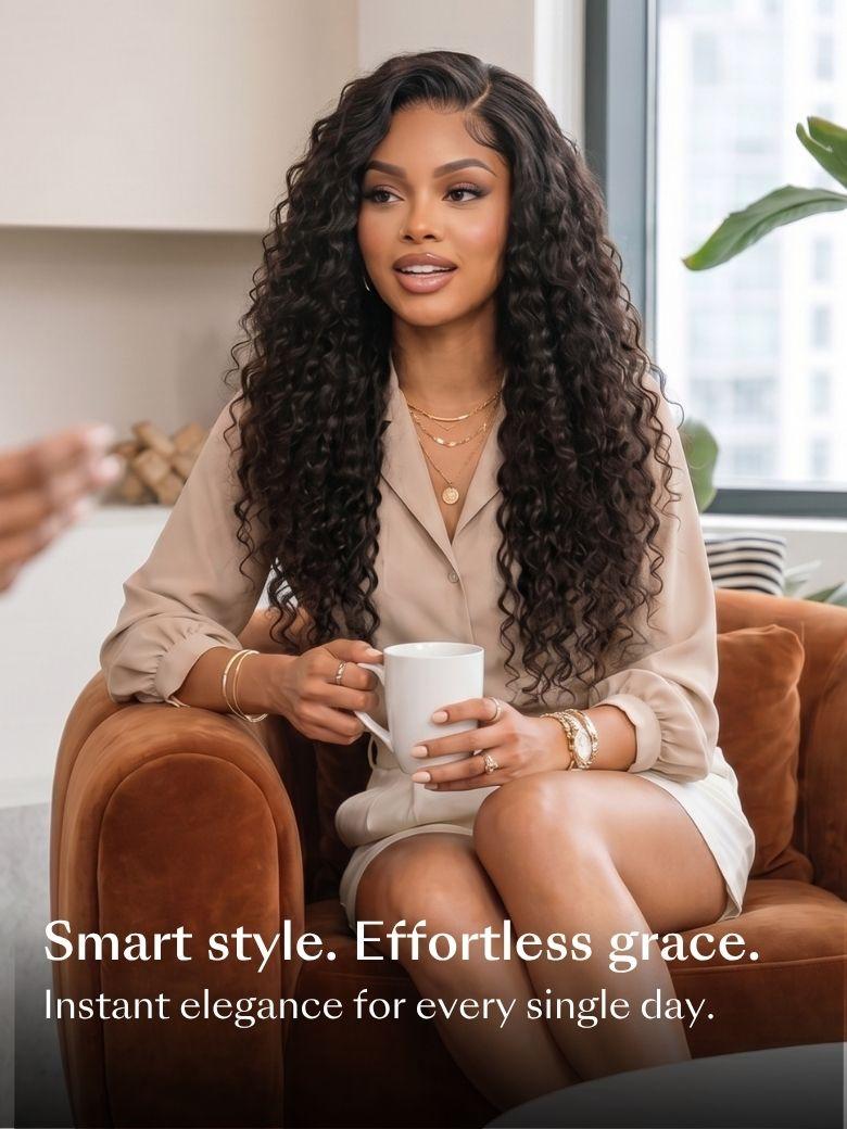 UNice 7x5 Bye-Bye Knots™ & 13x4 Pre Everything™ Pre-Cut Lace Front Water Wave Drawstring Wig With Baby Hair