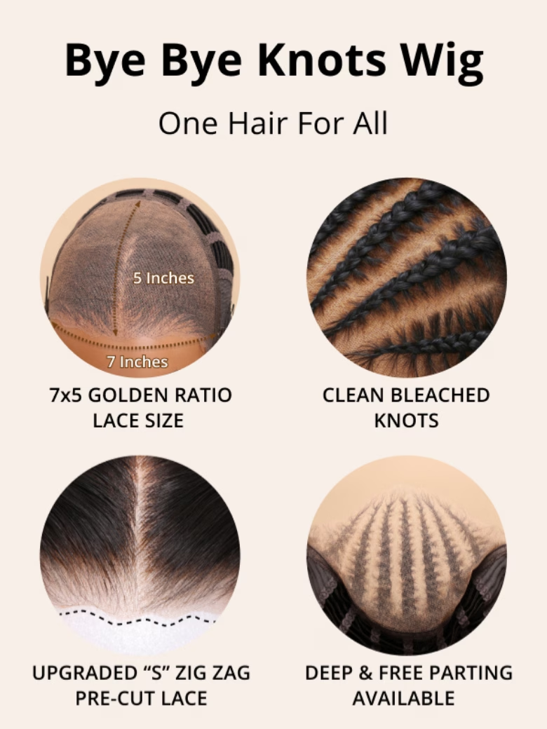 Bye Bye Knots Wig 7x5 Glueless Lace Black Kinky Curly Wig With Bleached Knots 180% Density