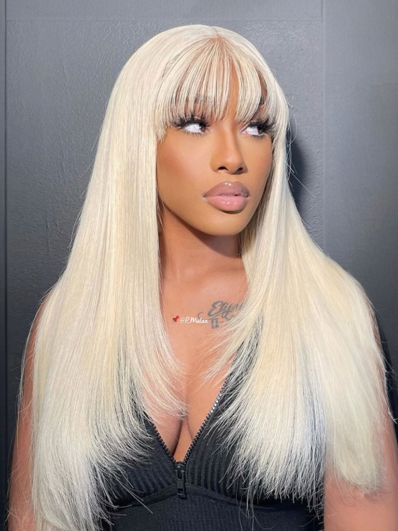 180% High Density 13x4 Lace Front Straight Hair Wig Layered Butterfly Haircut Summer Light Blonde Color