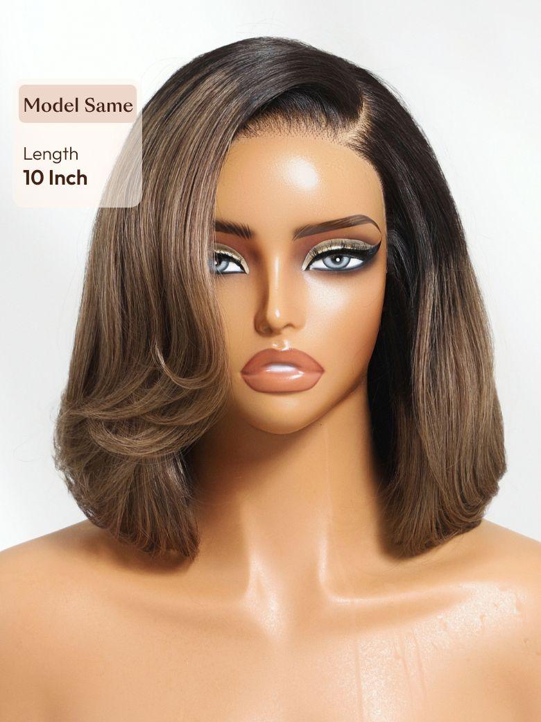 UNice Bye-Bye Knots™ 7x5 Lace Black to Milk Tea Brown Side Part Bob Wig with Invisi Drawstring