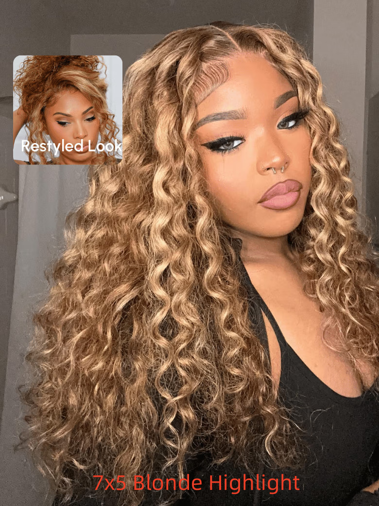UNice 13x4 Lace Frontal Burgundy Plum With Dark Roots Water Wave Pre-Everything Wig