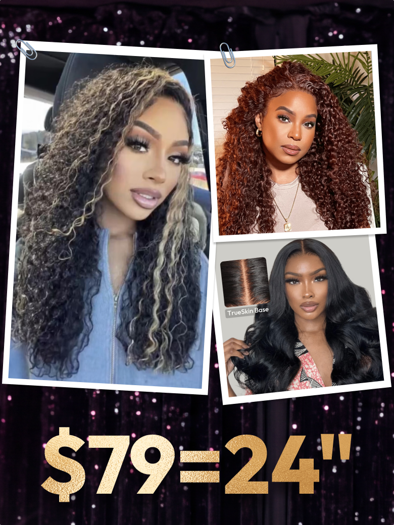 [$79=24"] All 180% Density Pre-Cut 6x4.5 Glueless Lace Honey Brown Highlights/ Reddish Brown/ Body Wave... Wig With Bleached Knots