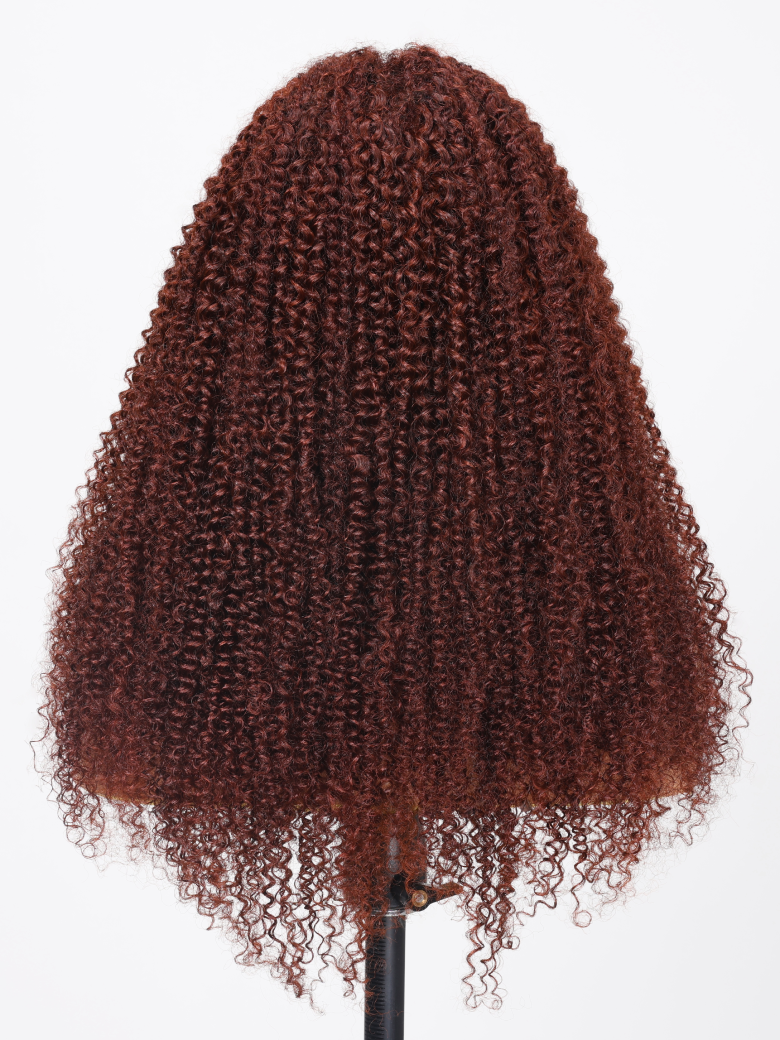 Bye Bye Knots Wig 13x4 Glueless Lace Reddish Brown Kinky Curly Bleached Knots Wig 150% Density