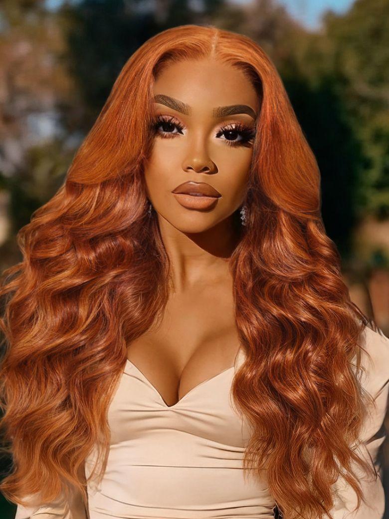 UNice 13x4 Pre-Everything™ Lace Frontal Burnt Orange Ombre Body Wave Ginger Color Drawstring Glueless Wig