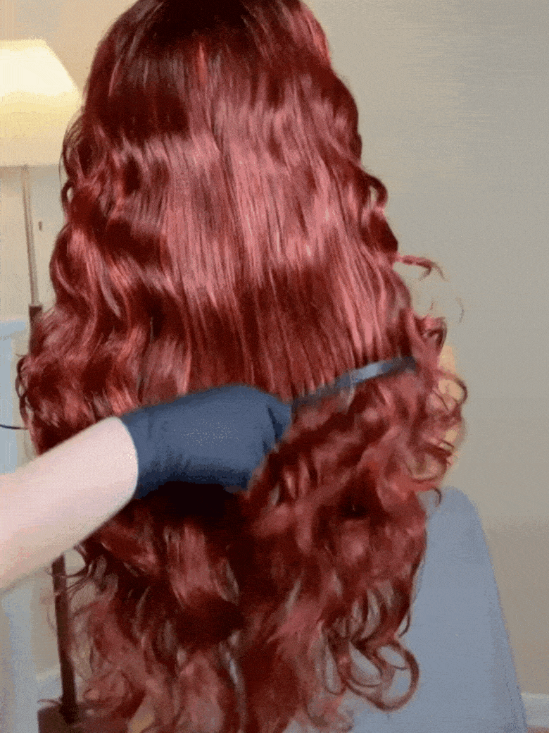 [Discount x2] UNice Bye-Bye Knots 7x5 Lace Loose Wave Red Orange Highlights Wig with Face Framing Layers 150% Density