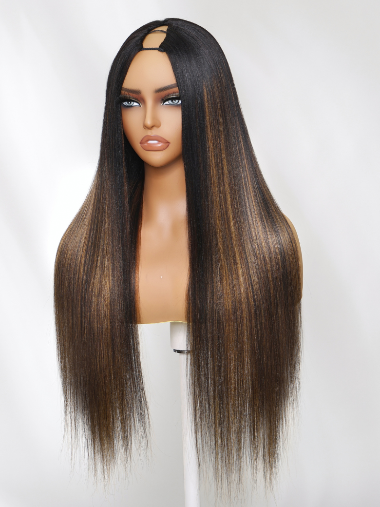Unice Brown Hair With Highlights Body Wave Wig With Face Framing Layers Beginner Friendly V Part 150% Density