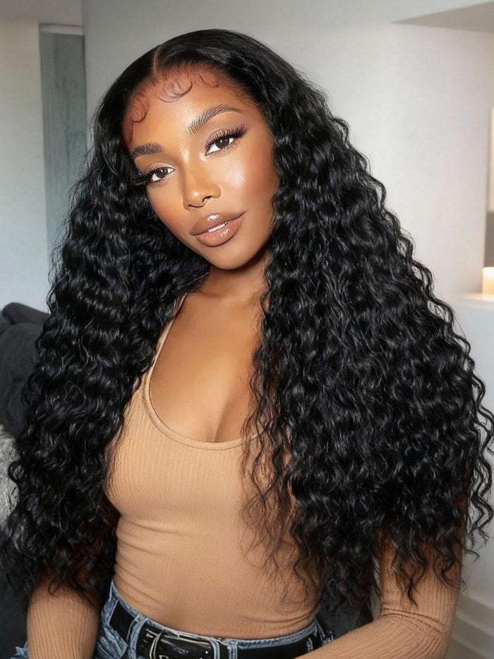 UNice 100% Human Hair Baby Hair Around Bye-Bye Knots™ 7x5 Lace Water Wave Drawstring Wig