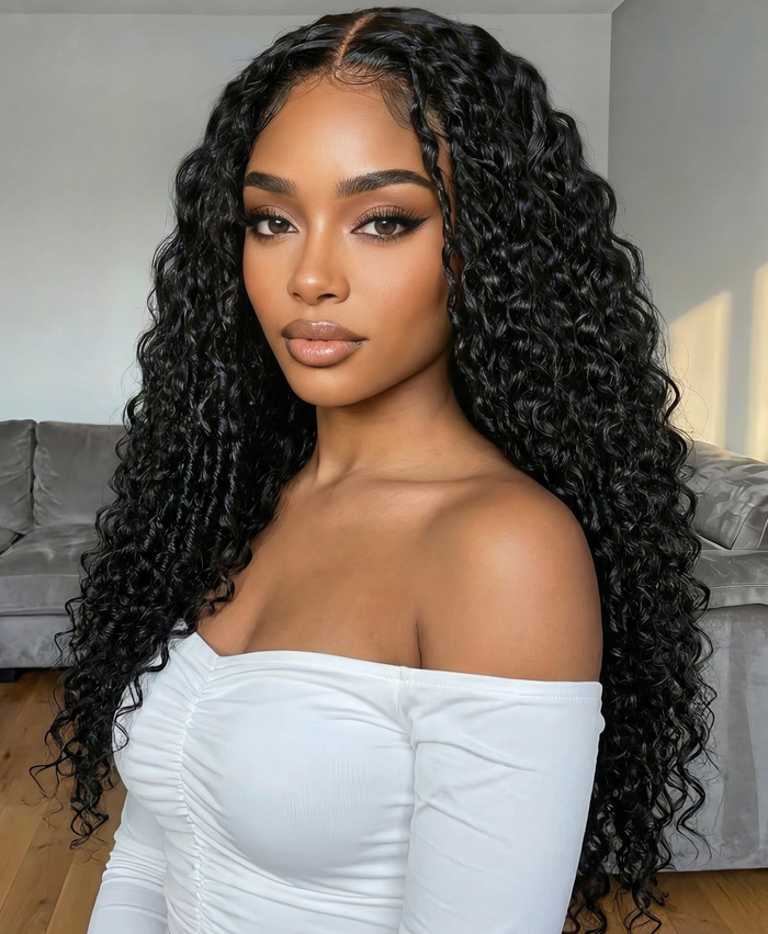 [ 24''=$99 Limited Time ] UNice  Bye-Bye Slip™ 7x5 Lace Natural Black 4D Mixed Texture Burmese Curly Wig with Invisi Drawstring