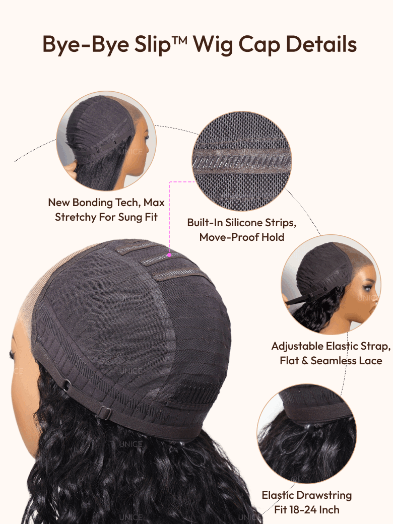 UNice 7x5 Bye Bye Knots™ Wig  Glueless Lace Balayage Highlight Body Wave Drawstring & Curtain Bangs Wig