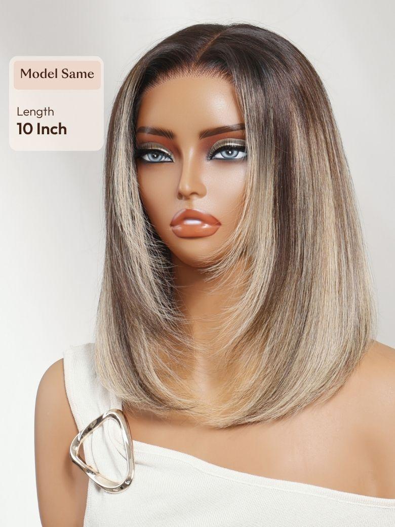 UNice 7x5 Bye Bye Slip™ Lace Ash Blonde Highlights with Dark Root Straight Layered Bob Glueless Wig