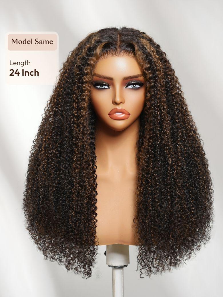 UNice 100% Human Hair Butterfly Cut 180% Density Bye-Bye Knots™ 7x5 Lace Body Curls Wig with Feathered Layers & Invisi Drawstring